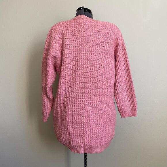 80s vintage CLASSIQUES pink gold merino wool blend oversize sweater size s/m - Picture 3 of 9